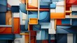 A vibrant array of abstract squares and rectangles come together to form a dynamic and eye-catching building of colorful art