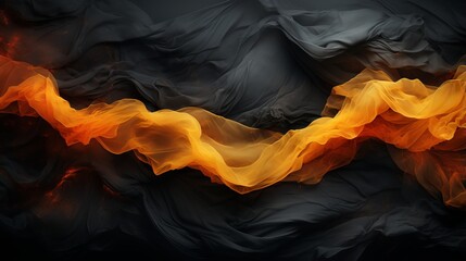 Wall Mural - A mesmerizing display of fiery amber, abstractly weaving through the depths of a dark cave, evoking the untamed beauty of nature through the fluidity of art