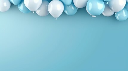 A New Year wish banner with balloons and a blue background space for text, a perfect backdrop for a banner - AI Generative