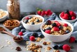 AI-generated illustration of bowls filled with a combination of colorful berries and oats