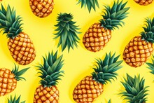 A Pattern Of Pineapples On A Yellow Background