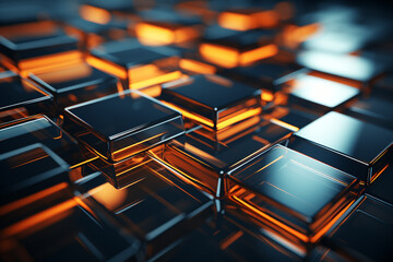 Poster - Geometric abstraction of future medical imaging technology, illustrating the advanced and precise diagnostic capabilities.