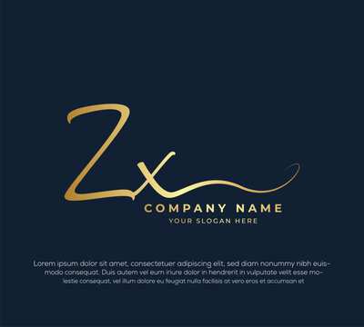 zx z x initial letter handwriting and signature logo