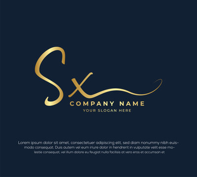 sx s x initial letter handwriting and signature logo