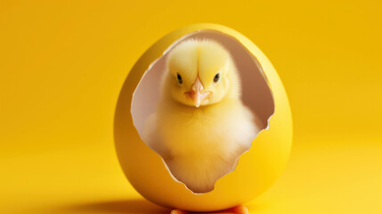 Yellow background chick bird chicken animal young newborn poultry cute small baby fluffy