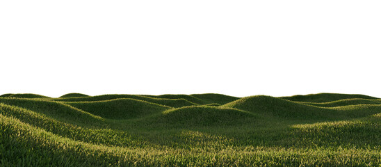 Wall Mural - Hills with grass on a transparent background. 3D rendering.