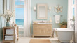 Coastal Inspired Bathroom with a View of the Ocean