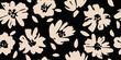 © Udomdech - Flower seamless background. Minimalistic abstract floral pattern. Modern print in black and white background. Ideal for textile design, wallpaper, covers, cards, invitations and posters.