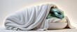 A small, green alien with a sleek body is trying to sleep under a blanket, Generative Ai