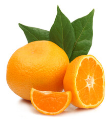 Wall Mural - Tangerine and slices isolated on a white background.