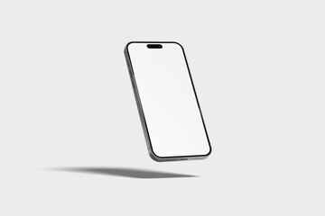 Wall Mural - Floating blank phone mockup isolated on a white background