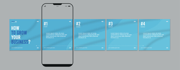 Wall Mural - instagram carousel template and social media post layout design, set of business microblog carousel 