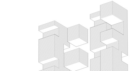Poster - abstract modular architecture 3d illustration