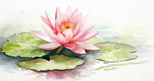 Waterlily Red Lily Drawing Abstract White Painting Horizontal Tranquil Illustration Lotus Reflection Art Background