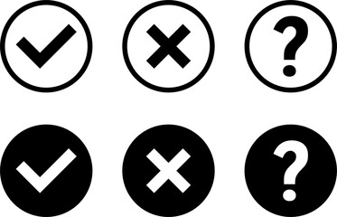 Poster - black and white yes or ok no or declined problem or warning flat icon set with check mark x cross an