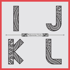 Sticker - Alphabet polynesian style in a set IJKL