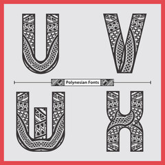 Poster - Alphabet polynesian style in a set UVWX