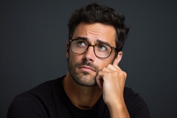 Aufkleber - A picture of a man wearing glasses and a black shirt. Suitable for professional or casual settings