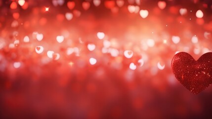Poster - red glitter lights background Abstract Valentine's Day background with Valentine's Day pattern hearts.