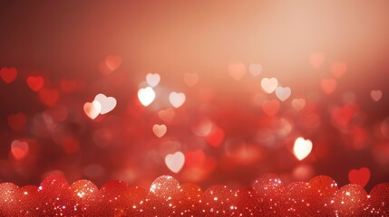 Poster - red glitter lights background Abstract Valentine's Day background with Valentine's Day pattern hearts.