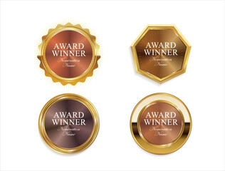 Wall Mural - Collection of award winner golden badges and labels  