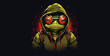 a logo design of frog showcase charismatic, frog on a black background