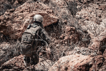 Wall Mural - Soldiers of special forces on wars at the desert,Thailand people,Army soldier