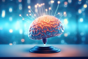Poster - A brain model with pins sticking out. Perfect for medical and educational illustrations