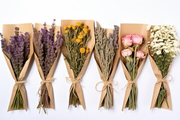 Poster - A bunch of flowers wrapped in brown paper. Suitable for various occasions and events