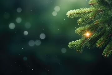 A pine tree branch with a blurry background. Suitable for nature-themed designs or as a background element.