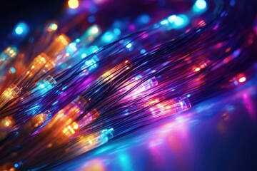 Poster - A close-up view of a vibrant bunch of colorful lights. This image can be used to add a festive and lively touch to any project