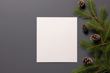 Poster - A white sheet of paper surrounded by pine branches and cones. Suitable for various projects and designs