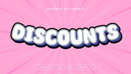 Poster - Pink blue and white discounts 3d editable text effect - font style