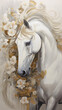 Portrait of a horse with flowers, asbstract painting style poster, living room deco art