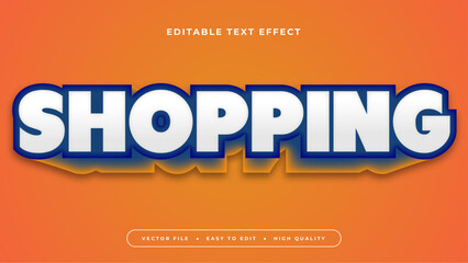 Poster - Orange blue and white shopping 3d editable text effect - font style