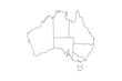 Australia map sketch outline in vector format on a white background