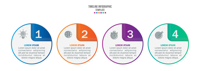 Diagram representing 4 stages of business process. Simple infographic design template. Vector illustration for presentation