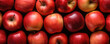 Red beautiful apples. Background of ripe apples for design. Top view.