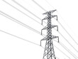 High voltage electric pole on transparent background PNG