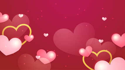 Poster - Happy valentine day with creative love composition of the hearts. Vector illustration Red and pink vector love background with realistic hearts element