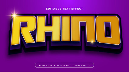 Poster - Blue yellow and purple violet rhino 3d editable text effect - font style