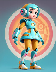 Aufkleber - Cyber Elegance: Portrait of a Beautiful High-Tech Robo Girl, Radiating Futuristic Grace with Metallic Glamour and Digital Allure,generative ai