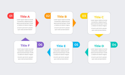 Aufkleber - Colourful infographic steps with text boxes. Business concept with 6 steps.	