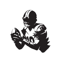 Sticker - Football player logo, isolated vector silhouette. American football athlete, abstract ink drawing