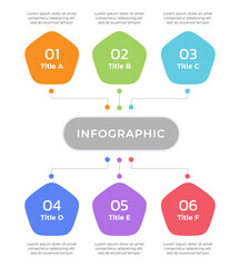 Aufkleber - Flat design process infographic template. Business concept with 6 steps.