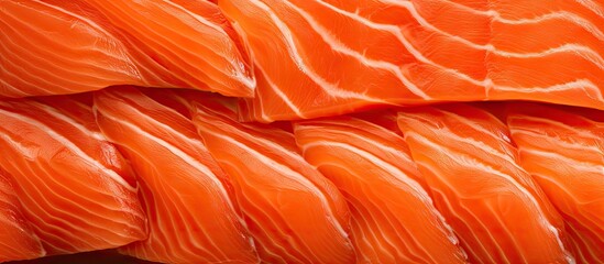 Leinwandbilder - close up raw salmon fillet slices texture. Copyspace image. Square banner. Header for website template