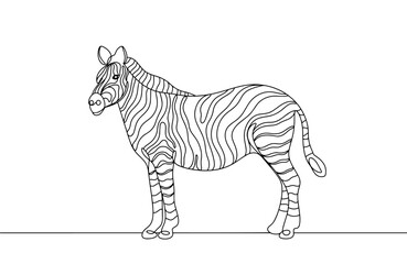 Canvas Print - Zebra. Animal. One line