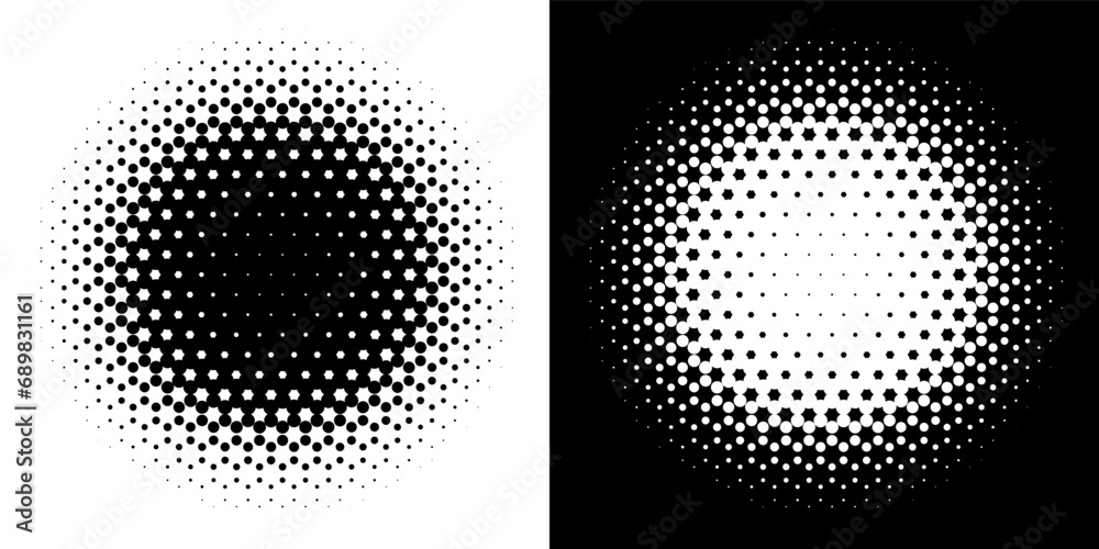 Halftone circles set. Duotone round shaped transition. Modern design ...