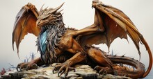 Muscular Dragon With Majestic Wings - A Mythical Portrayal