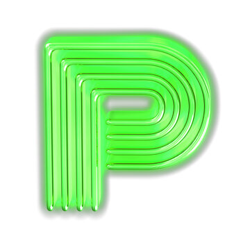 Golden luminous symbol. letter p